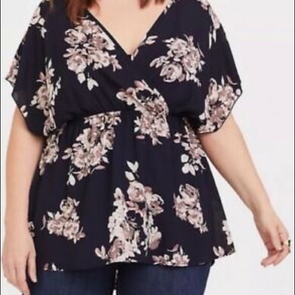 torrid Tops - Torrid blue floral babydoll top